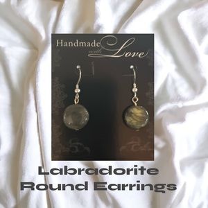Beautiful Genuine Labradorite Round Coin Earrings 14x6mm Natural Hand Crafted